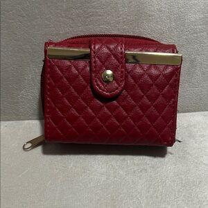 Elegant Red Quilted Wallet